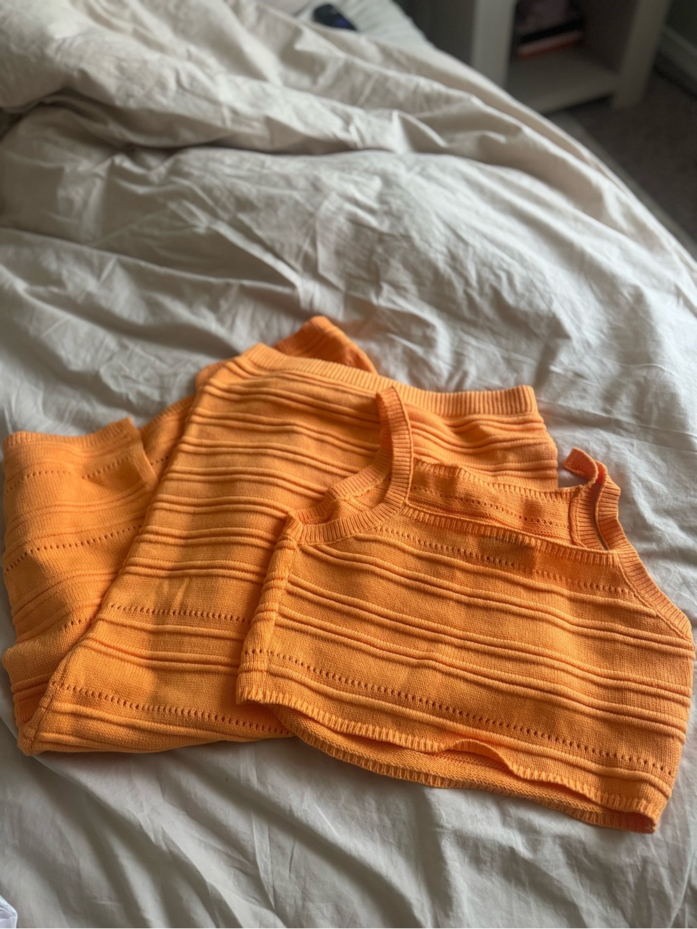 Bright Orange Knit skirt set with